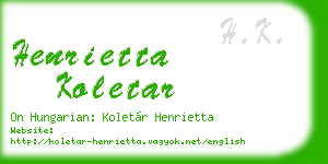 henrietta koletar business card